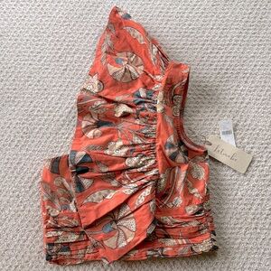 Anthropologie “Letinebe” Cotton print one shoulder top